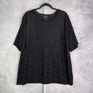 Vintage 90s Woman‎ Black Velvet Burnout Top Plus Sz 26W/28W whimsigoth witchy